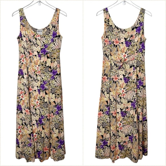 Vintage Robbie Bee 90s Rachel Green Floral Button Front Maxi Dress Sz 12 - Picture 1 of 14
